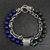 TCC™ Natural Blue Tiger Eye & Lava Stone Stainless Steel Bracelet